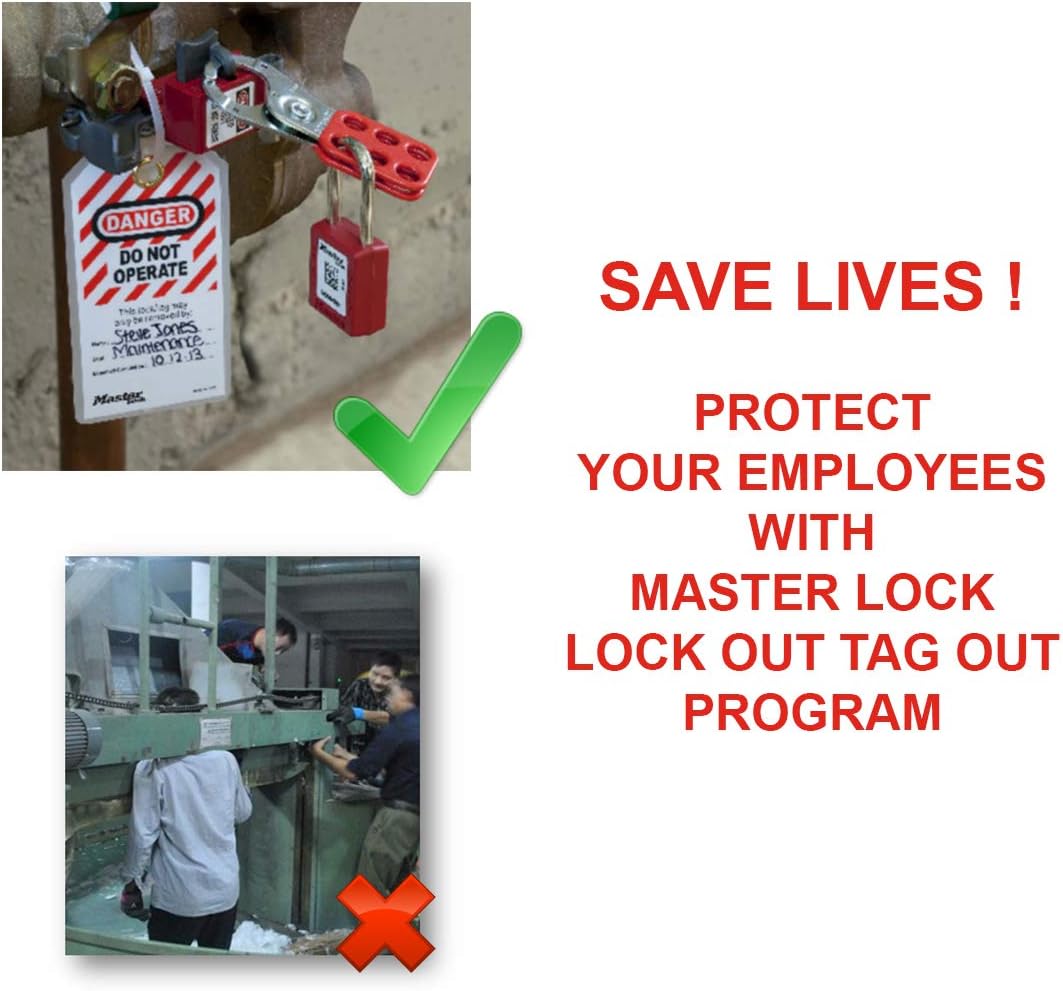 Master Lock 7C5RED Lockout Tagout Circuit Breaker Compact Padlock with 5 in. Long Flexible Steel Cable, Red - WildKart