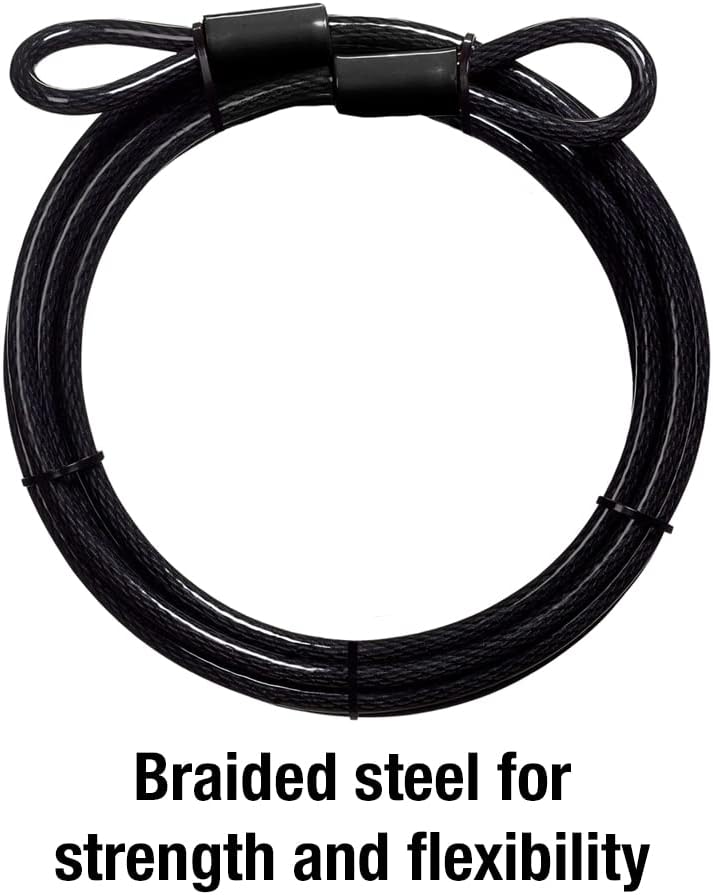 Master Lock Combination Lock and Steel Cable Set, Black, Die-Cast & Steel Material, 1 Pack