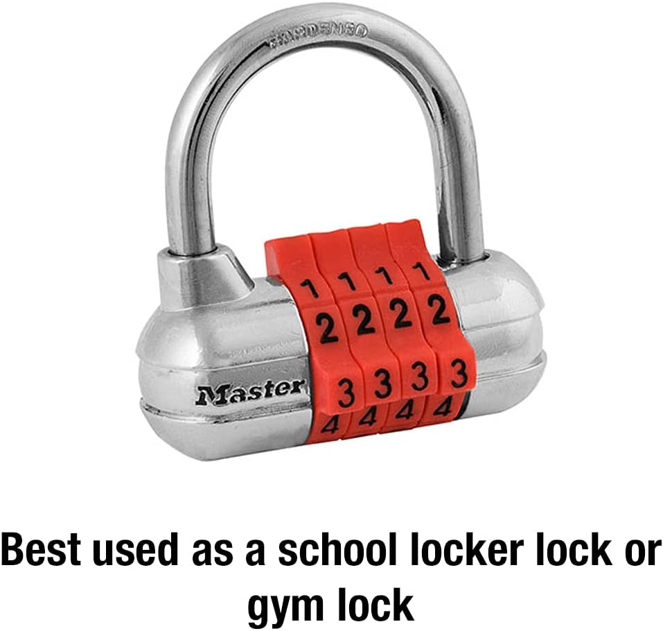 Master Lock Combination Padlock for Gym Lockers, Set Your Own Code for Indoor Valuables Security, Color Varies - 1523D - WildKart