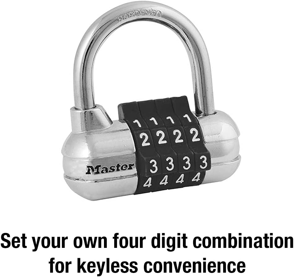 Master Lock Combination Padlock for Gym Lockers, Set Your Own Code for Indoor Valuables Security, Color Varies - 1523D - WildKart