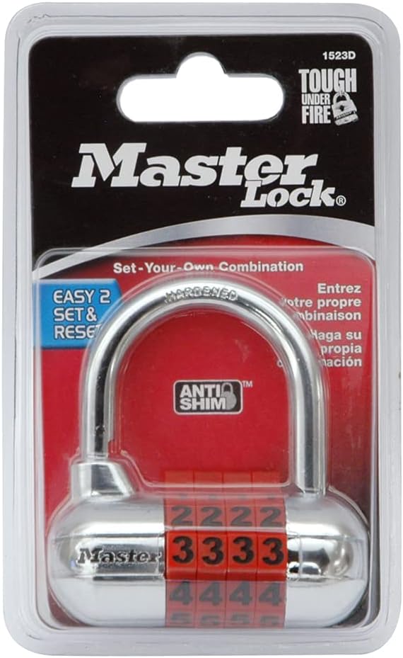 Master Lock Combination Padlock for Gym Lockers, Set Your Own Code for Indoor Valuables Security, Color Varies - 1523D - WildKart