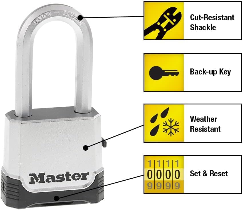 Master Lock M176XDLH Heavy Duty Outdoor Combination Lock - Set Your Own Code, Silver - 1 Pack - WildKart