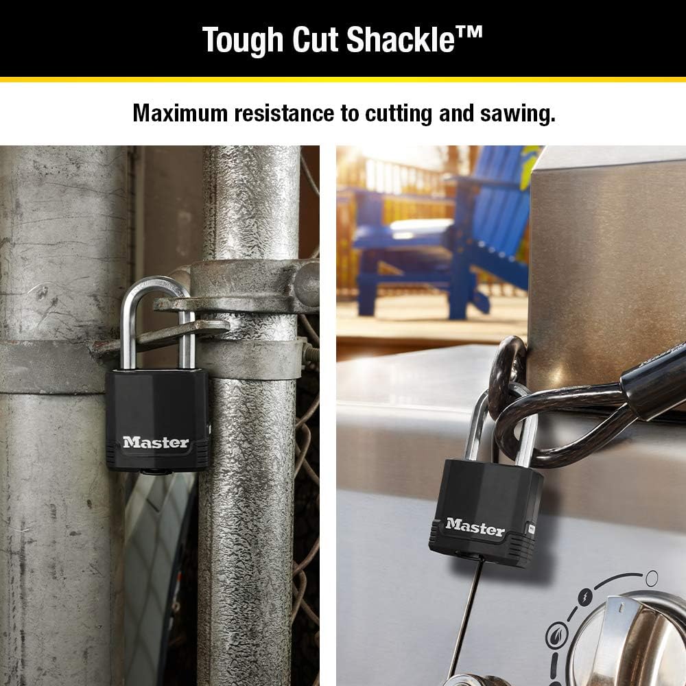 Master Lock Magnum Heavy Duty Outdoor Padlock with Key - Weather and Cut Resistant for Fences, Gates, Sheds - M115XDLF - WildKart