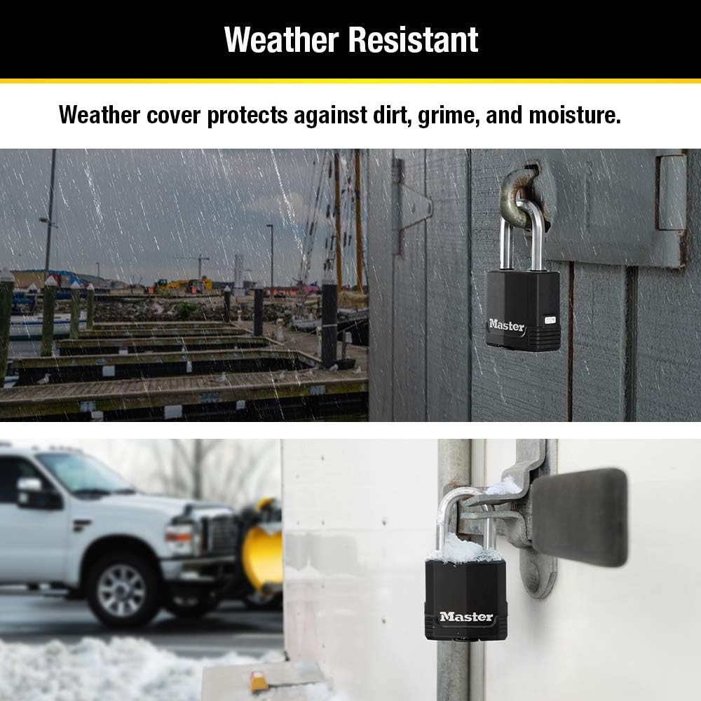 Master Lock Magnum Heavy Duty Outdoor Padlock with Key - Weather and Cut Resistant for Fences, Gates, Sheds - M115XDLF - WildKart
