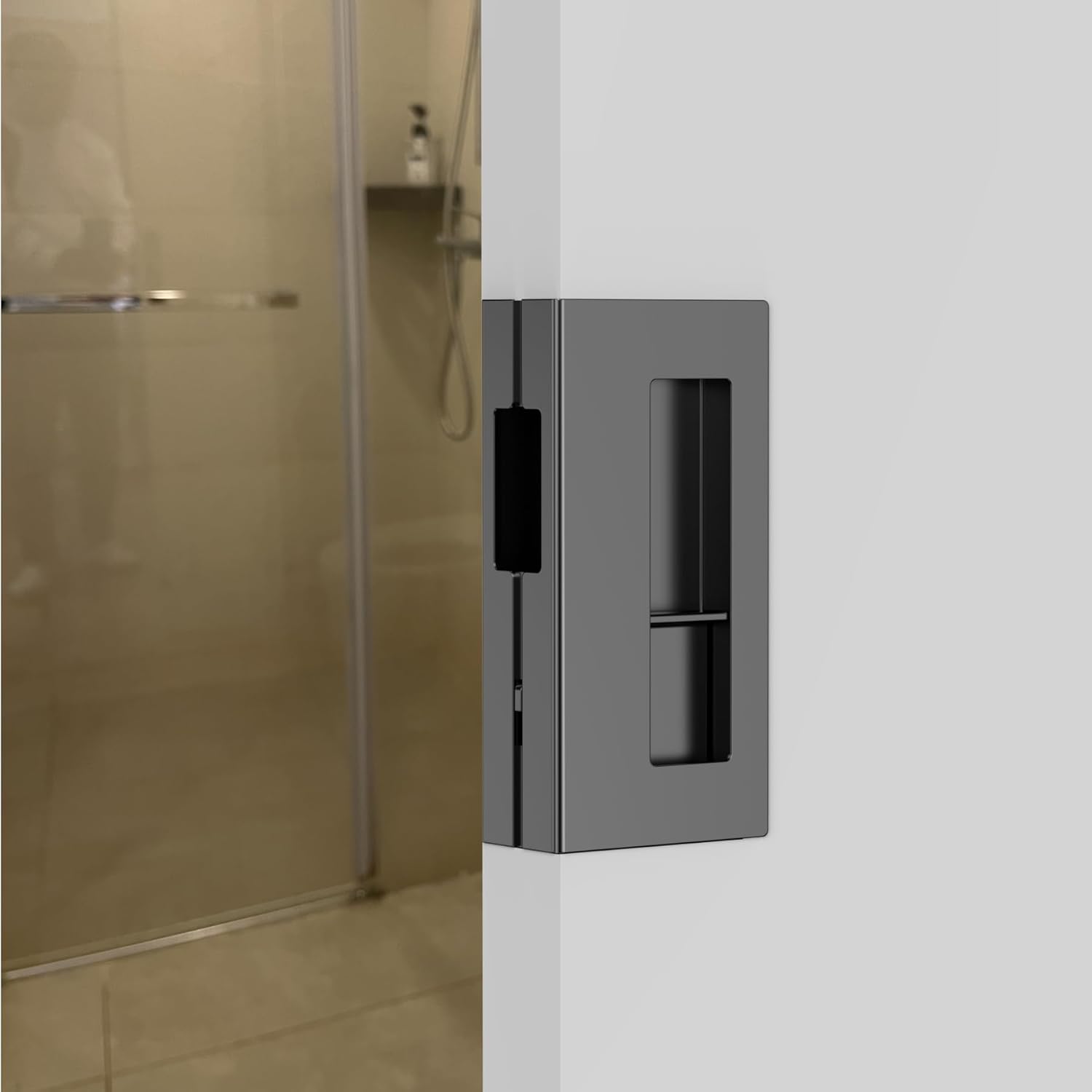 Matt Black Wooden Sliding Door Handle with Privacy Pocket Door Lock and Pull - Ideal for 1-3/8" Thickness Doors - Replaces Old or Damaged Hardware - WildKart