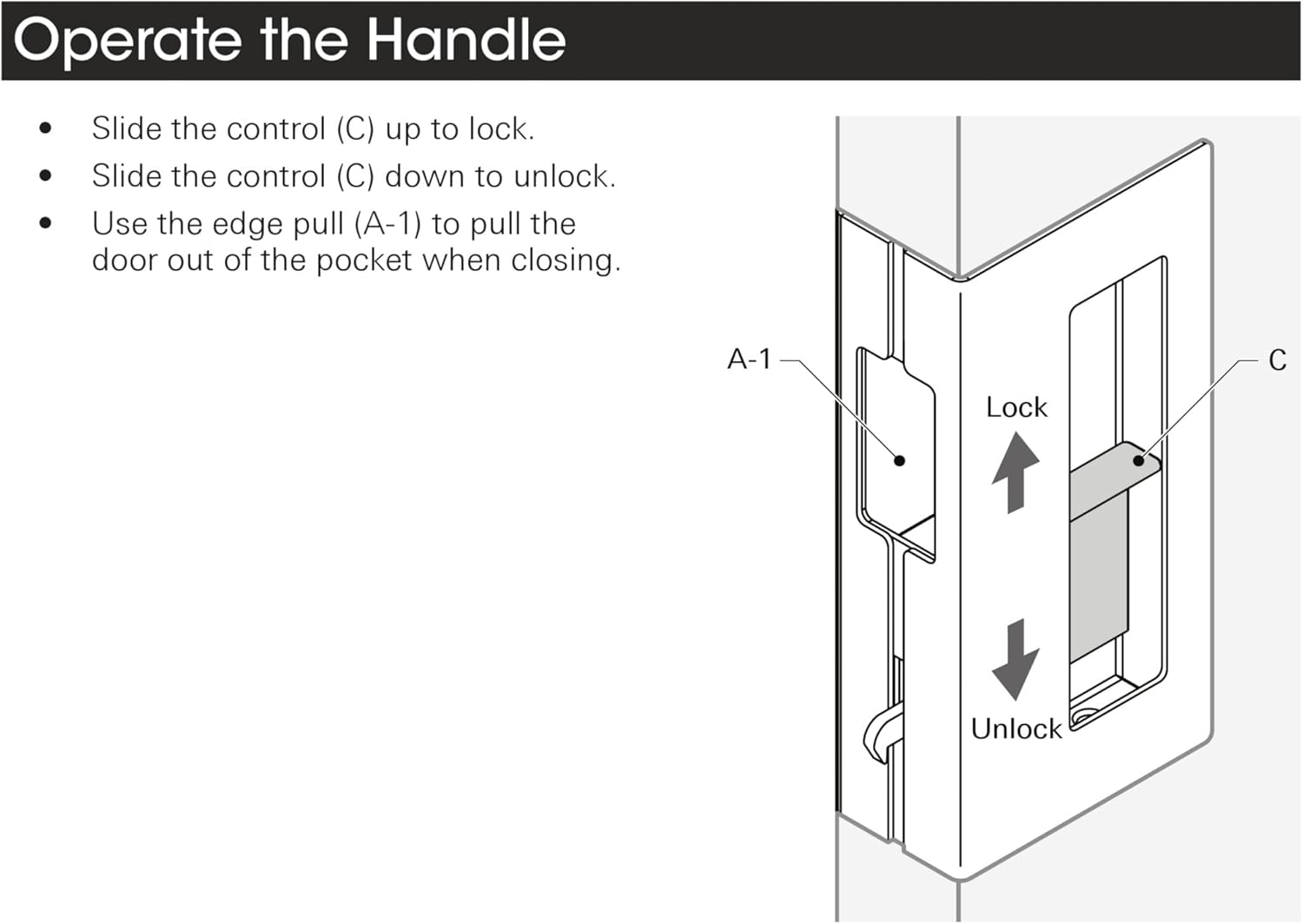 Matt Black Wooden Sliding Door Handle with Privacy Pocket Door Lock and Pull - Ideal for 1-3/8" Thickness Doors - Replaces Old or Damaged Hardware - WildKart