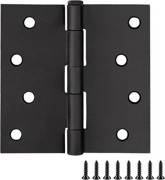 Matte Black 4-inch x 4-inch Square Corner Steel Door Hinges for Interior Doors, 3-Pack by Design House - 188987