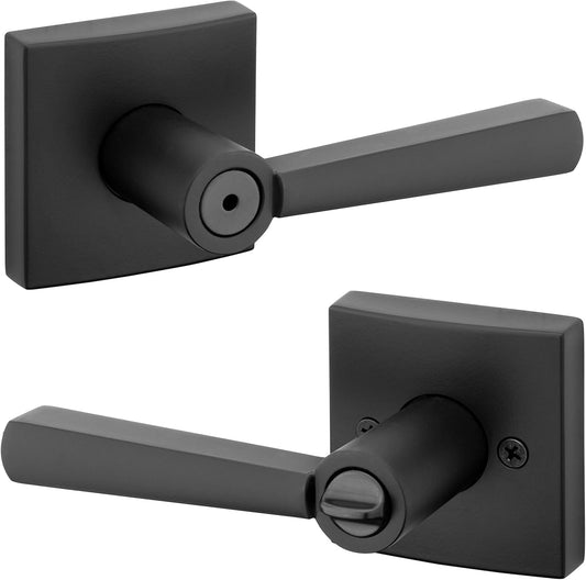 Matte Black Baldwin Spyglass Interior Privacy Door Handle with Reversible Lever - Keyless Door Lock with Microban Protection for Bedroom or Bathroom - WildKart