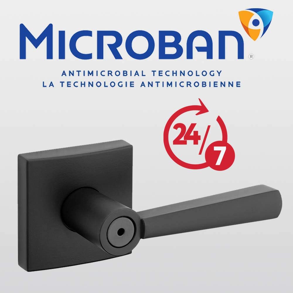 Matte Black Baldwin Spyglass Interior Privacy Door Handle with Reversible Lever - Keyless Door Lock with Microban Protection for Bedroom or Bathroom - WildKart