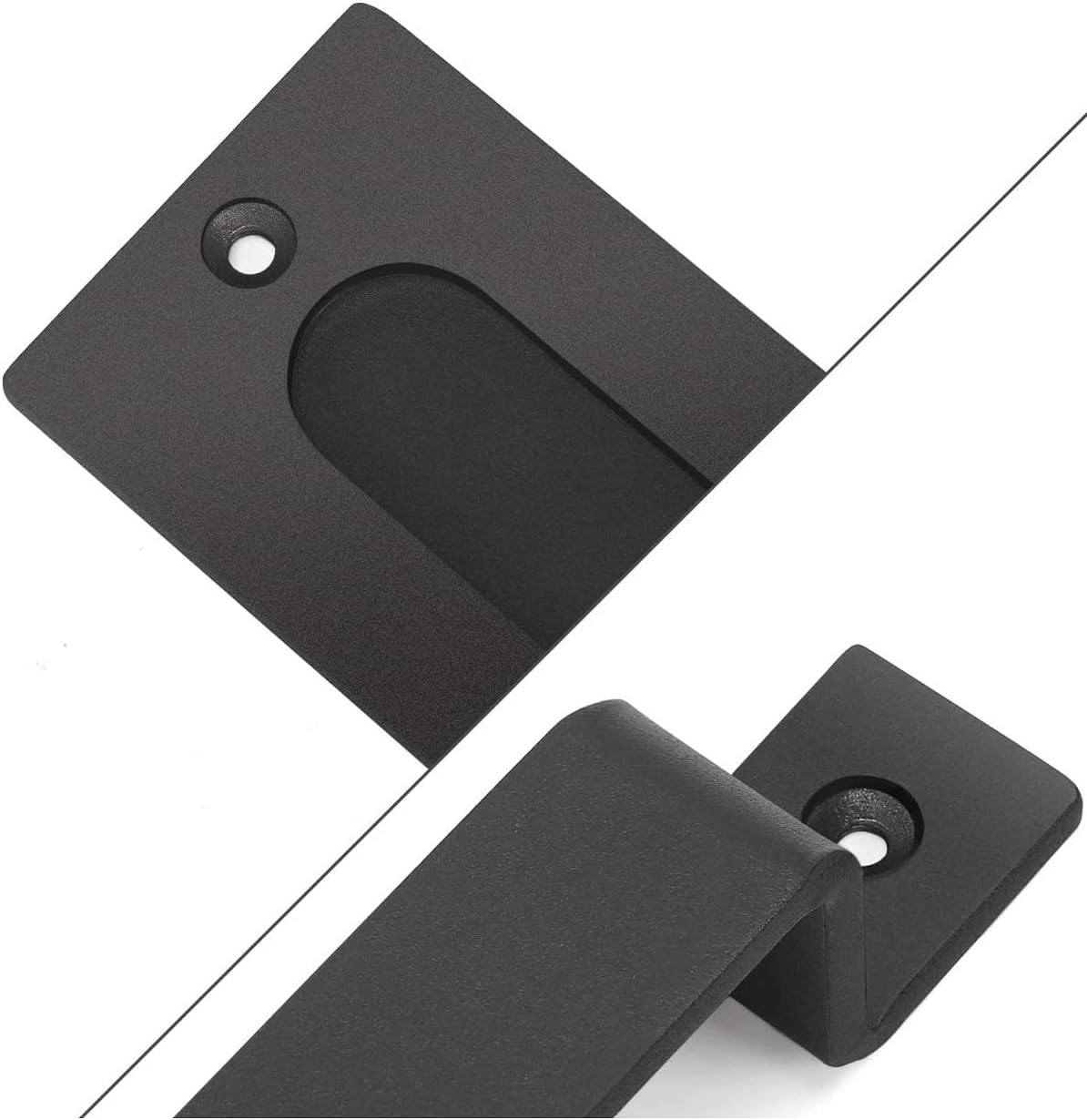 Matte Black Barn Door Handle Set with Flush Pull and Lock Latch - Easy Installation, Heavy Duty Barn Door Handles by J JHOUSELIFESTYLE