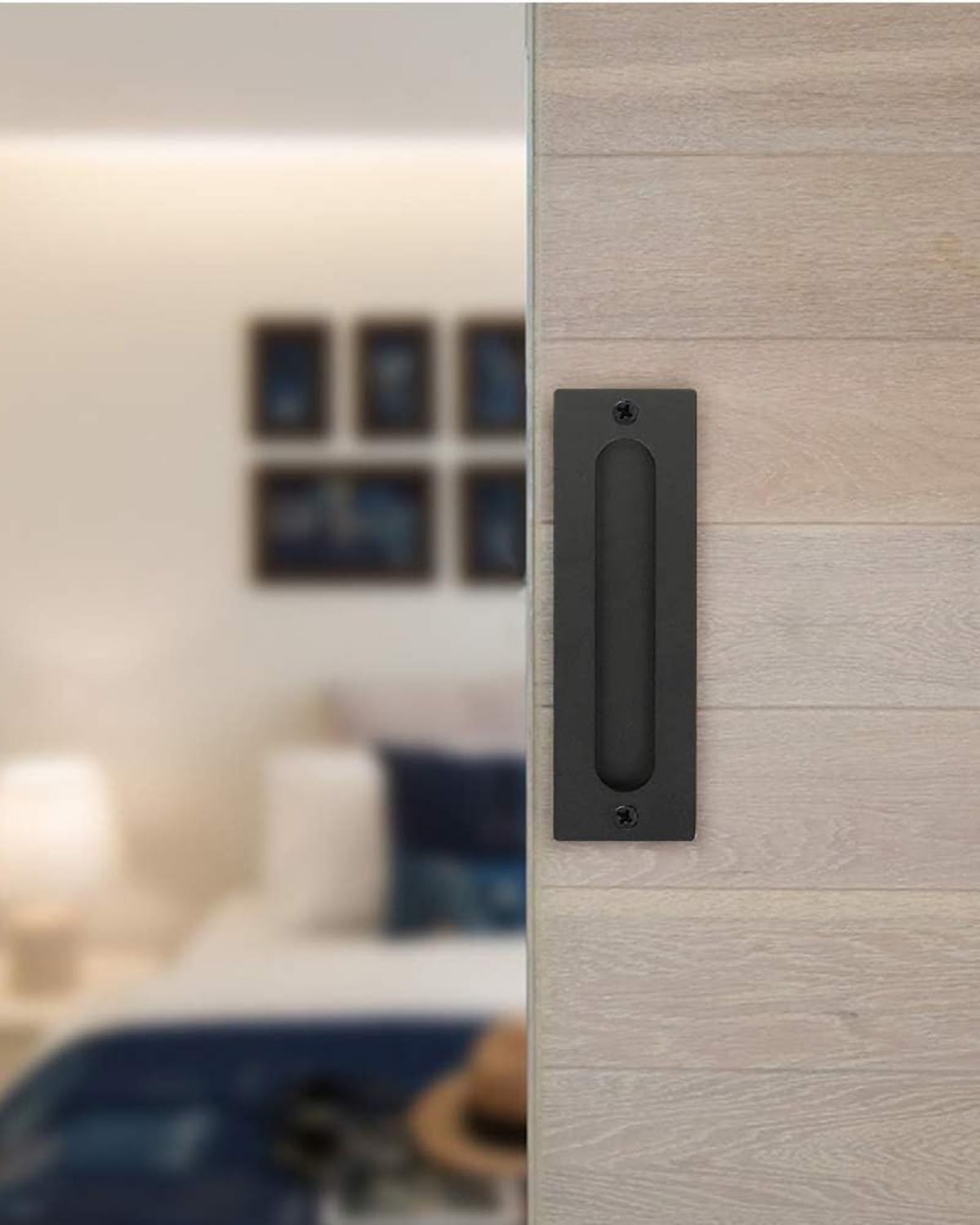 Matte Black Barn Door Handle Set with Flush Pull and Lock Latch - Easy Installation, Heavy Duty Barn Door Handles by J JHOUSELIFESTYLE