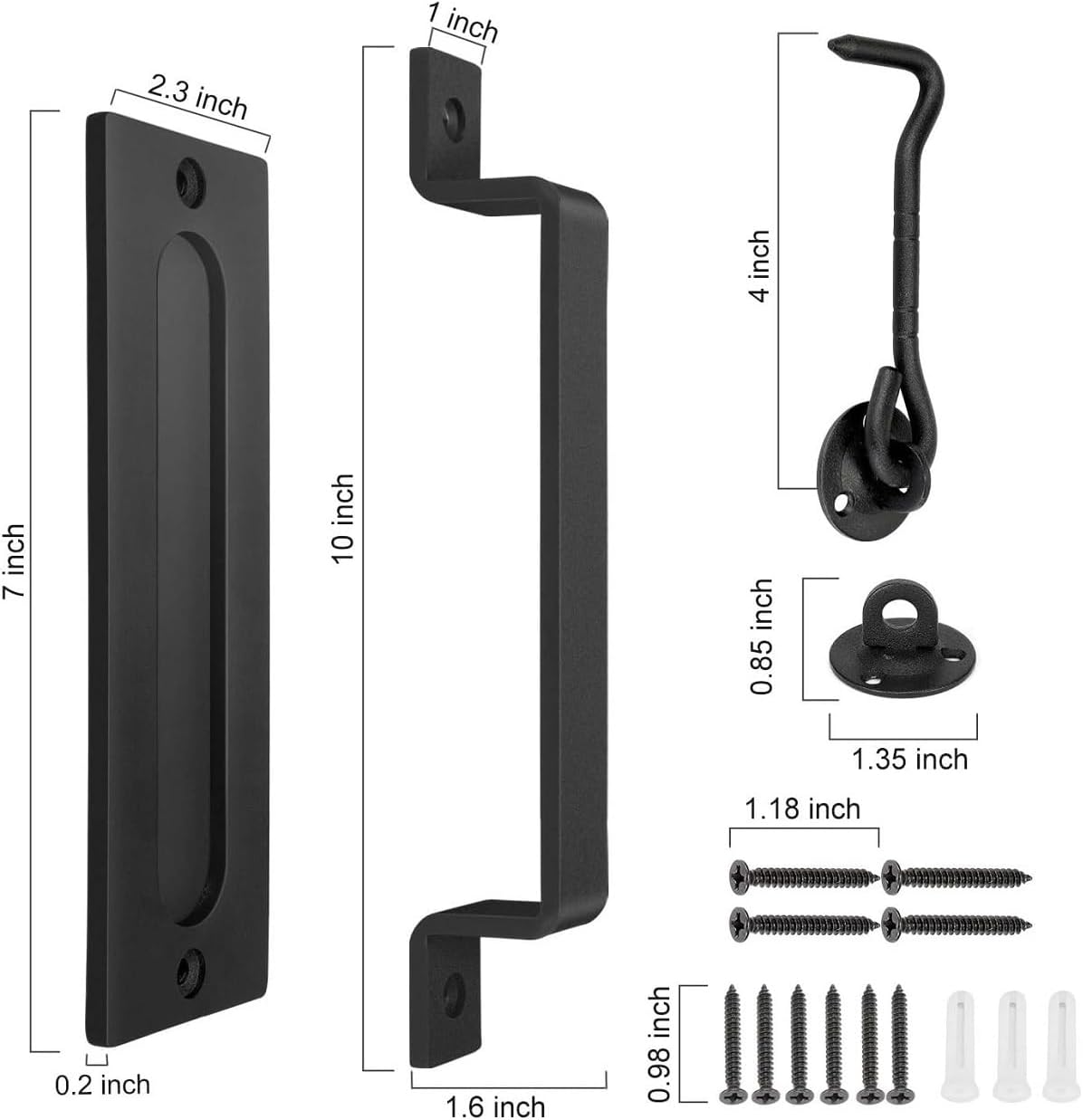 Matte Black Barn Door Handle Set with Flush Pull and Lock Latch - Easy Installation, Heavy Duty Barn Door Handles by J JHOUSELIFESTYLE