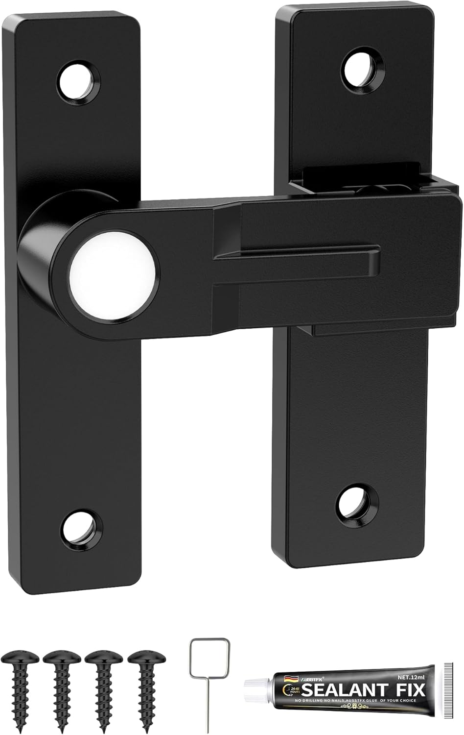 Matte Black Barn Door Latch with Luminous Function - Heavy Duty Sliding Double Door Hardware - Keyless Gate Latch (180 Degree, 1 Pack)