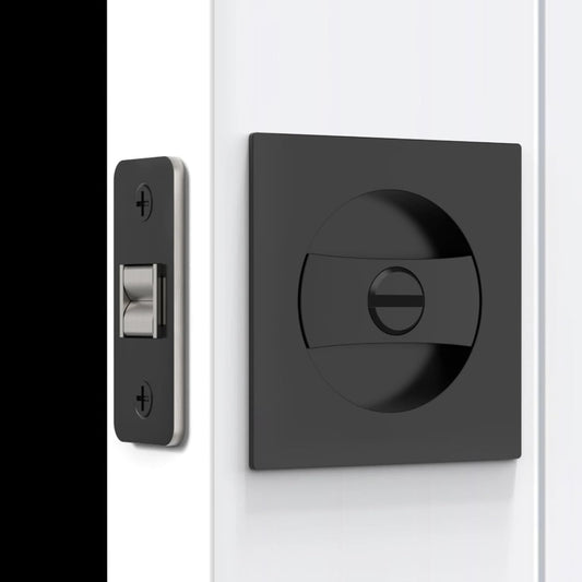 Matte Black Bathroom Pocket Door Lock Set - 2 Pack Privacy Lock for Sliding Pocket Doors