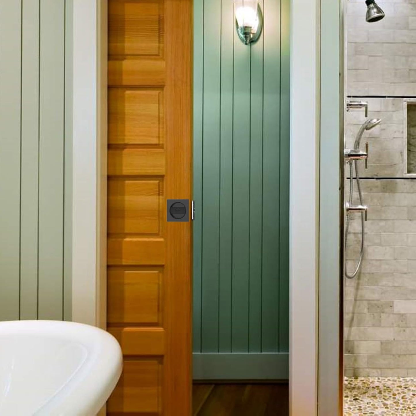 Matte Black Bathroom Pocket Door Lock Set - 2 Pack Privacy Lock for Sliding Pocket Doors