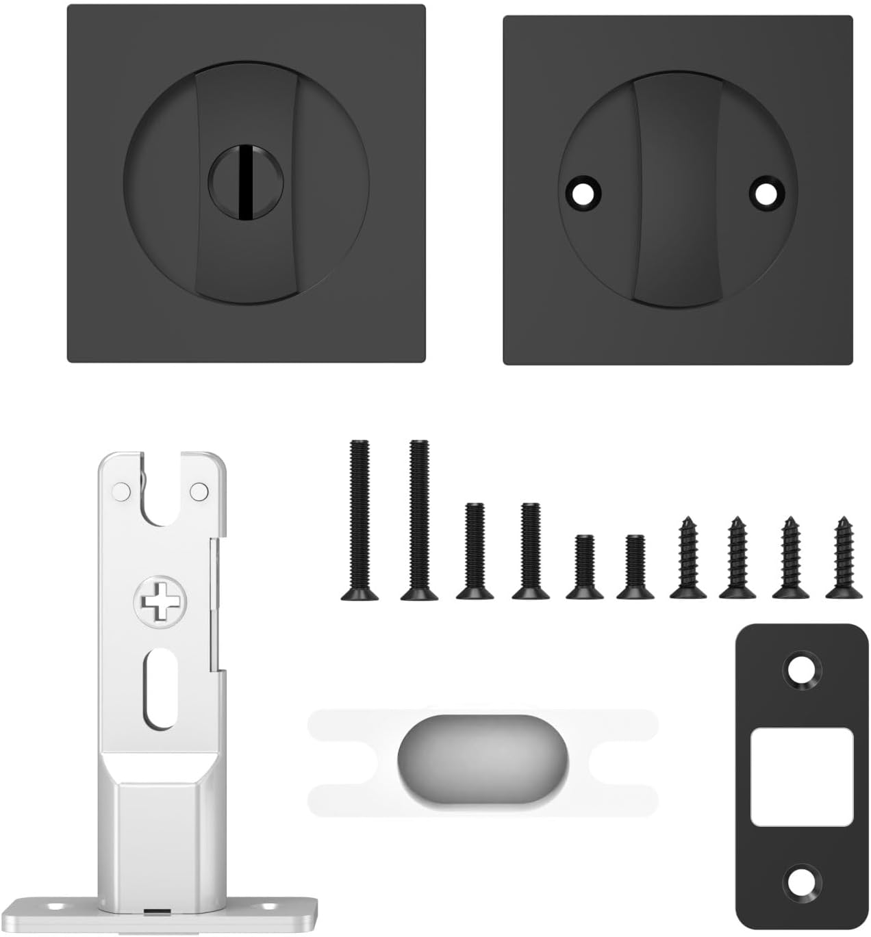 Matte Black Bathroom Pocket Door Lock Set - 2 Pack Privacy Lock for Sliding Pocket Doors