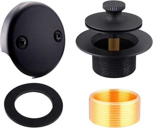 Matte Black Bathtub Drain Conversion Kit - Lift and Turn Tub Drain Assembly, Easy Brass Construction Installation