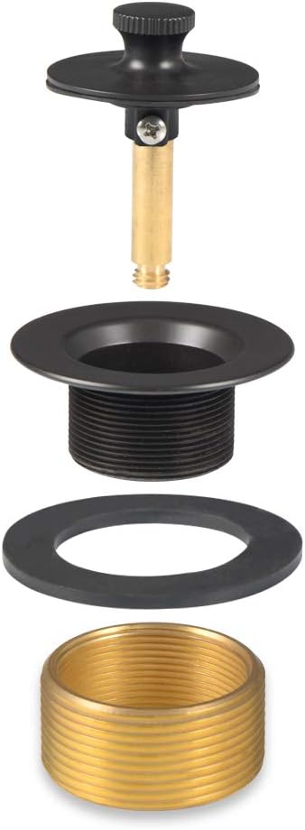 Matte Black Bathtub Drain Conversion Kit - Lift and Turn Tub Drain Assembly, Easy Brass Construction Installation