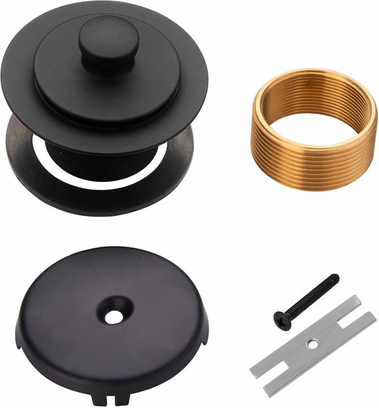 Matte Black Bathtub Drain Conversion Kit with Lift and Turn Trim - Universal Thread