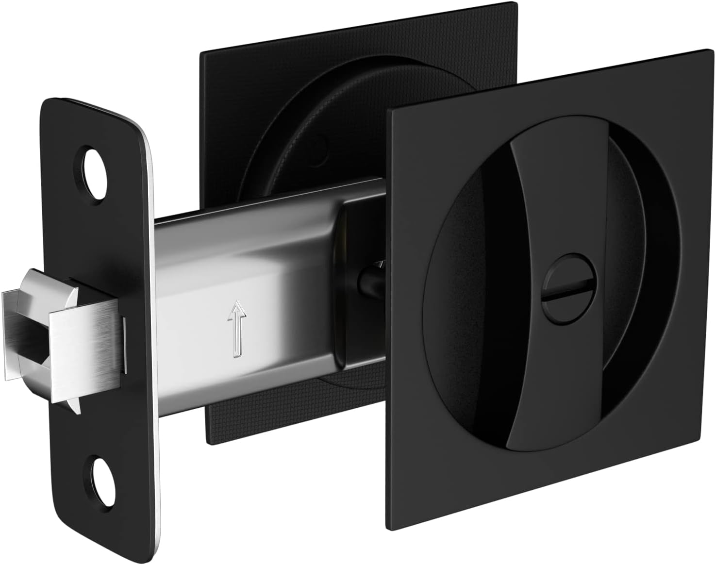 Matte Black Contemporary Privacy Square Pocket Door Lock, 2-3/8" Backset - Black Flush Pocket Door Latch by goldenwarm (1 Pack) - WildKart