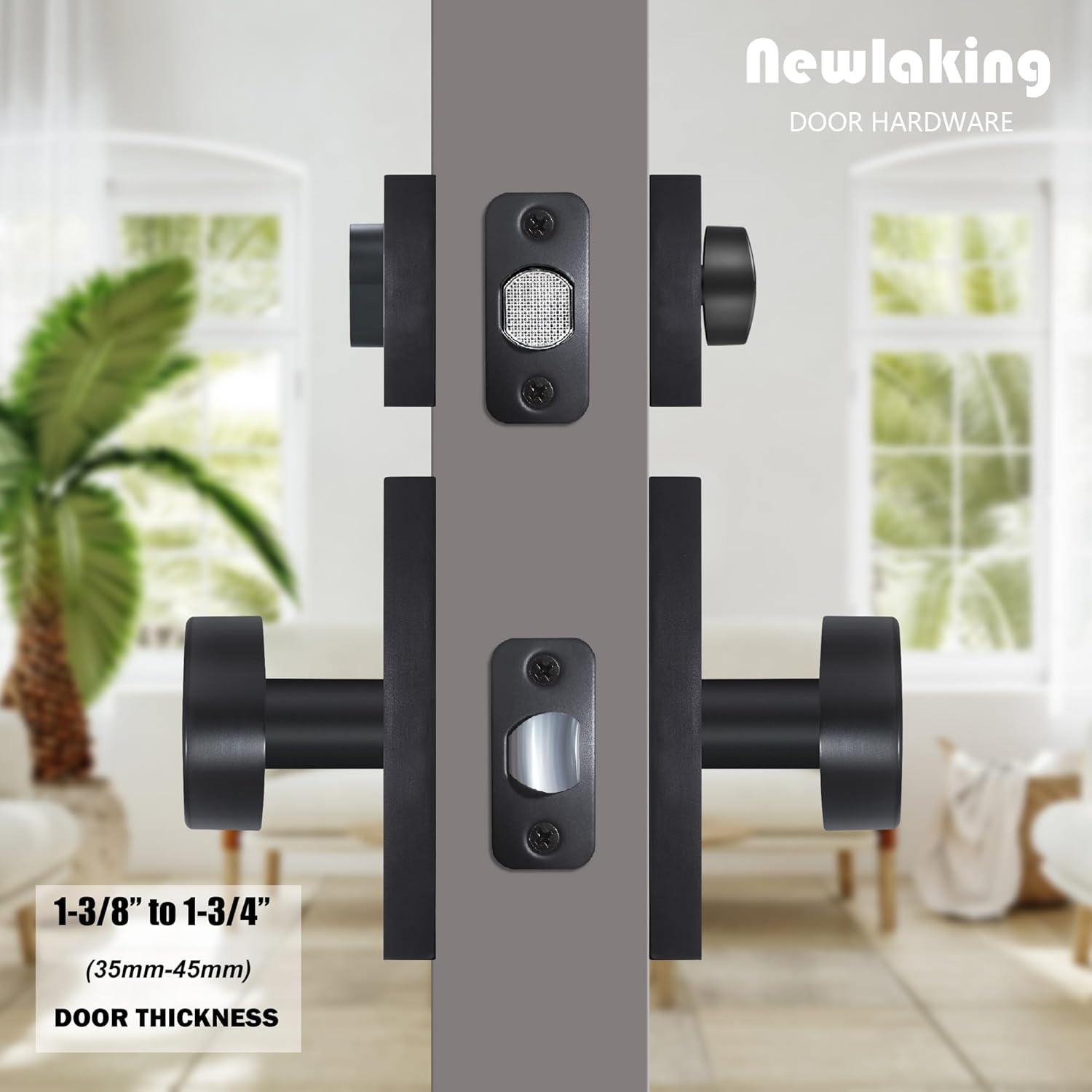 Matte Black Door Knob with Deadbolt - Single Cylinder Set by Newlaking
