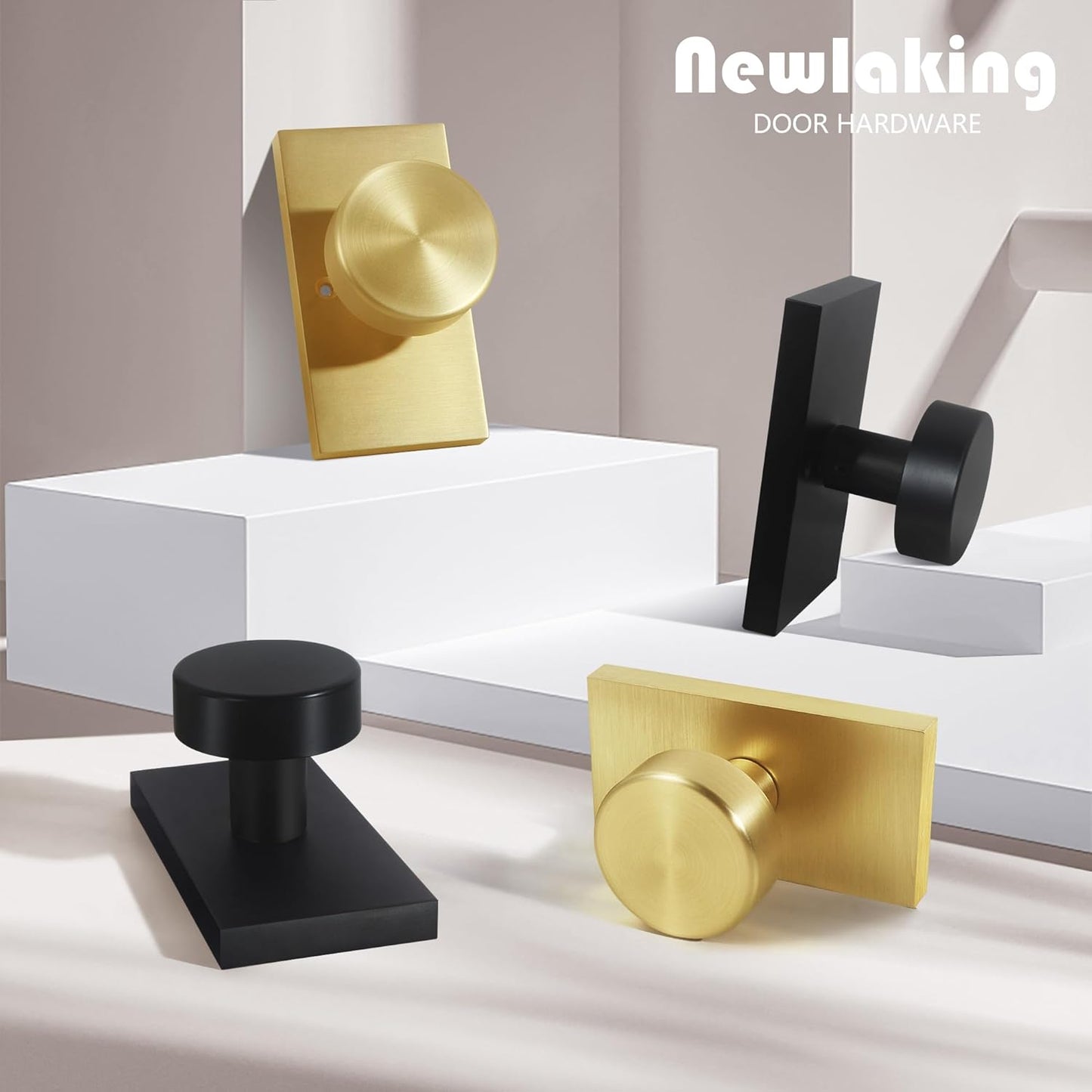 Matte Black Door Knob with Deadbolt - Single Cylinder Set by Newlaking