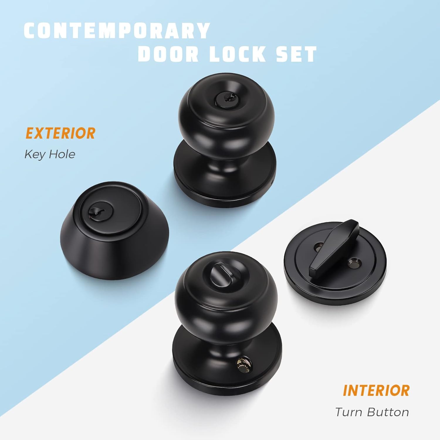 Matte Black Entry Door Knob and Deadbolt Combo Set - 8 Pack Keyed Alike for Front and Entrance Doors