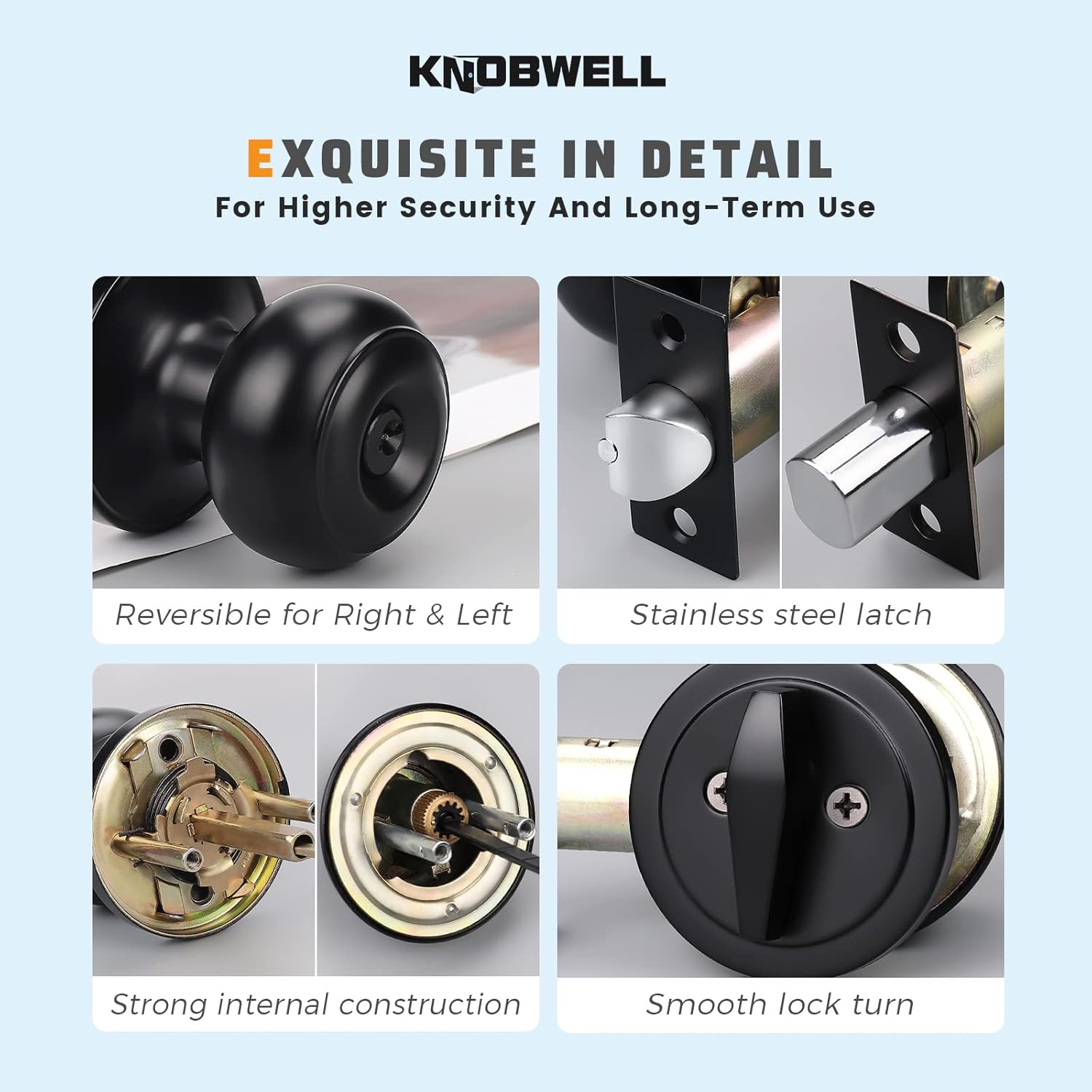 Matte Black Entry Door Knob and Deadbolt Combo Set - 8 Pack Keyed Alike for Front and Entrance Doors