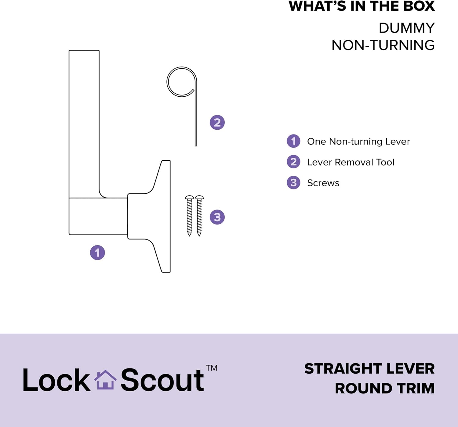 Matte Black Finish Lock Scout Straight Lever Round Trim Dummy Door Handle