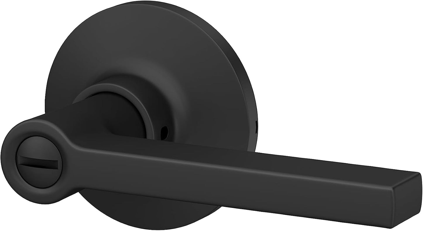 Matte Black Finish Straight Lever Round Trim Bedroom Bathroom Door Handle 4 Pack