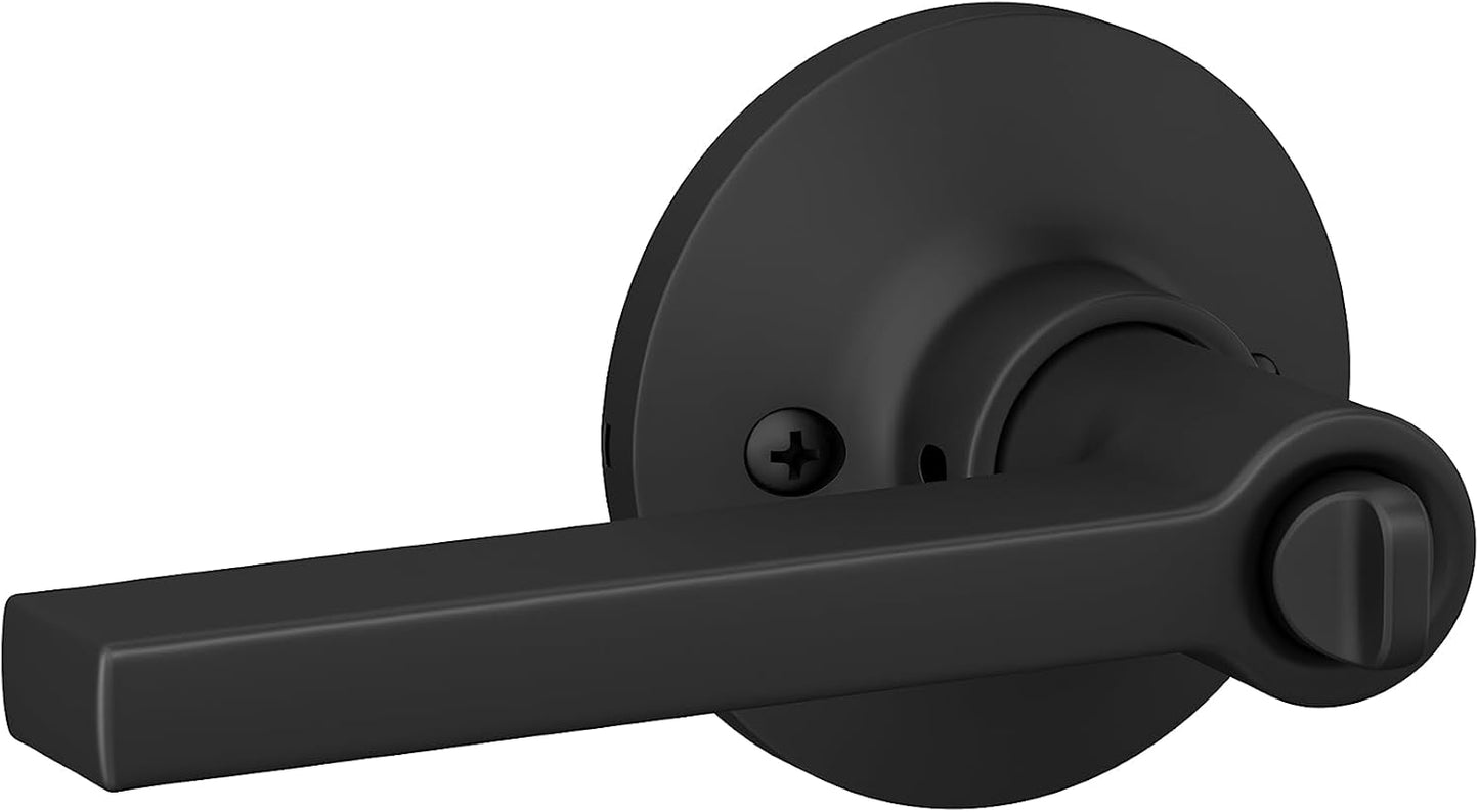 Matte Black Finish Straight Lever Round Trim Bedroom Bathroom Door Handle 4 Pack