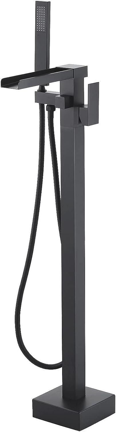 Matte Black Freestanding Tub Faucet: ALEASHA High Flow 6.74 GPM Tub Filler with Handheld Shower for Elegant SPA Experience