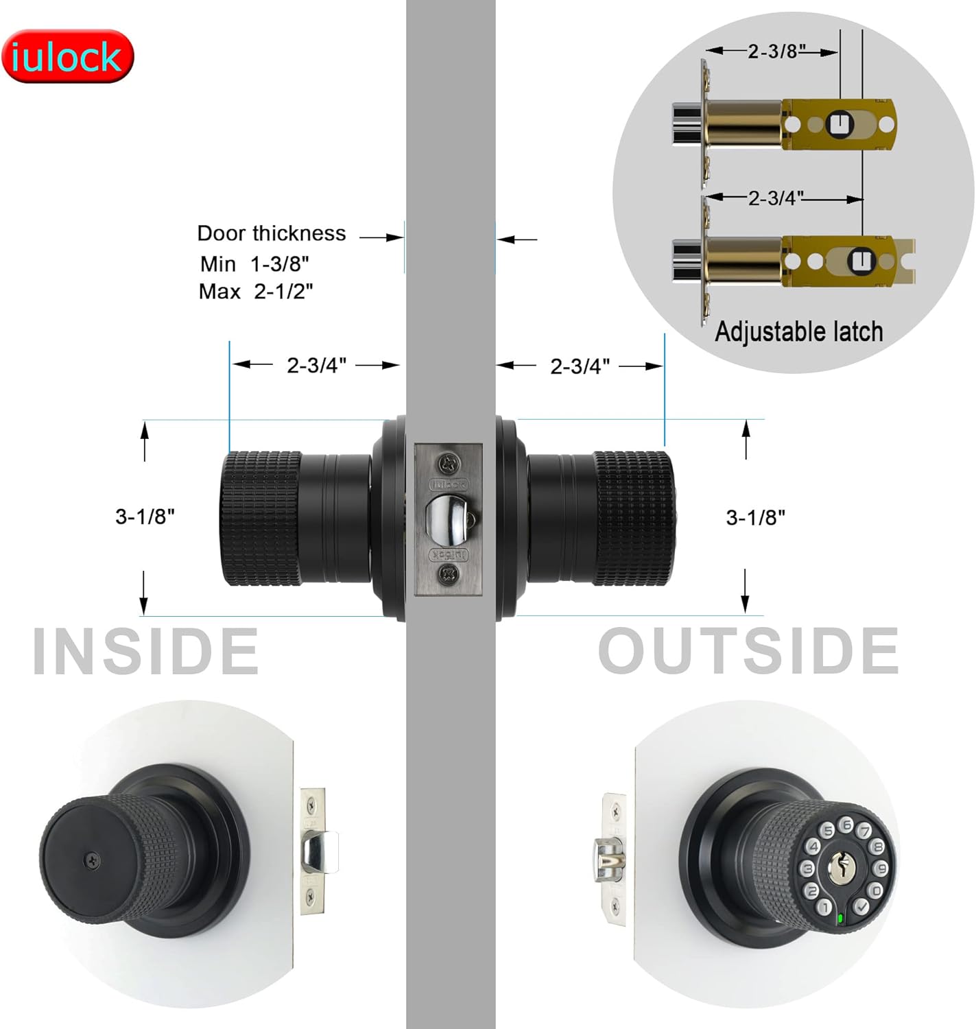 Matte Black iulock Smart Door Lock with Keypad, Waterproof, Auto Lock, 50 User Codes - WildKart