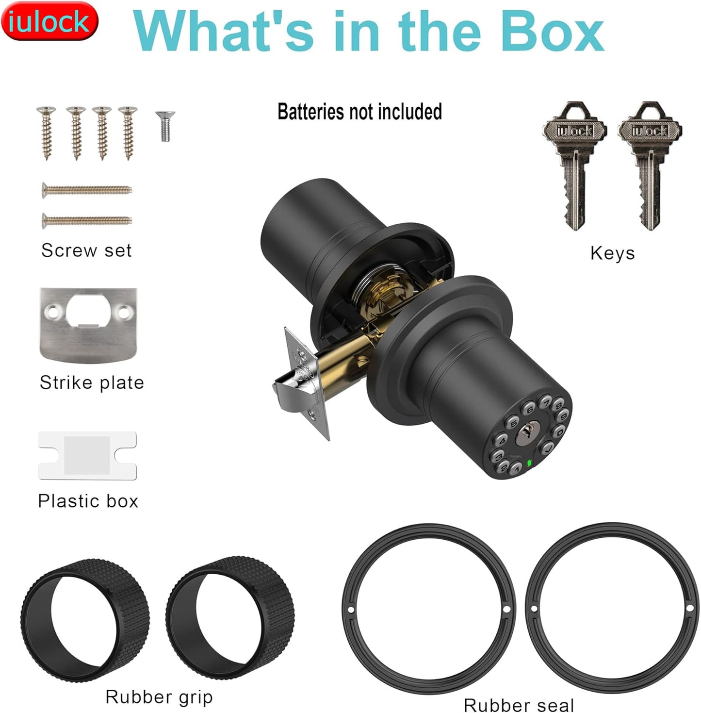 Matte Black iulock Smart Door Lock with Keypad, Waterproof, Auto Lock, 50 User Codes - WildKart