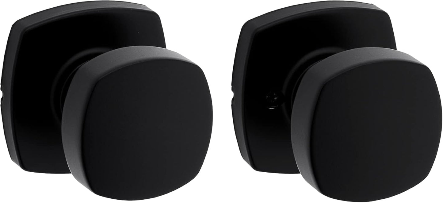 Matte Black Kwikset Arroyo Passage Door Knob for Closet and Hallway - Non-Locking Interior Handle with Microban Protection