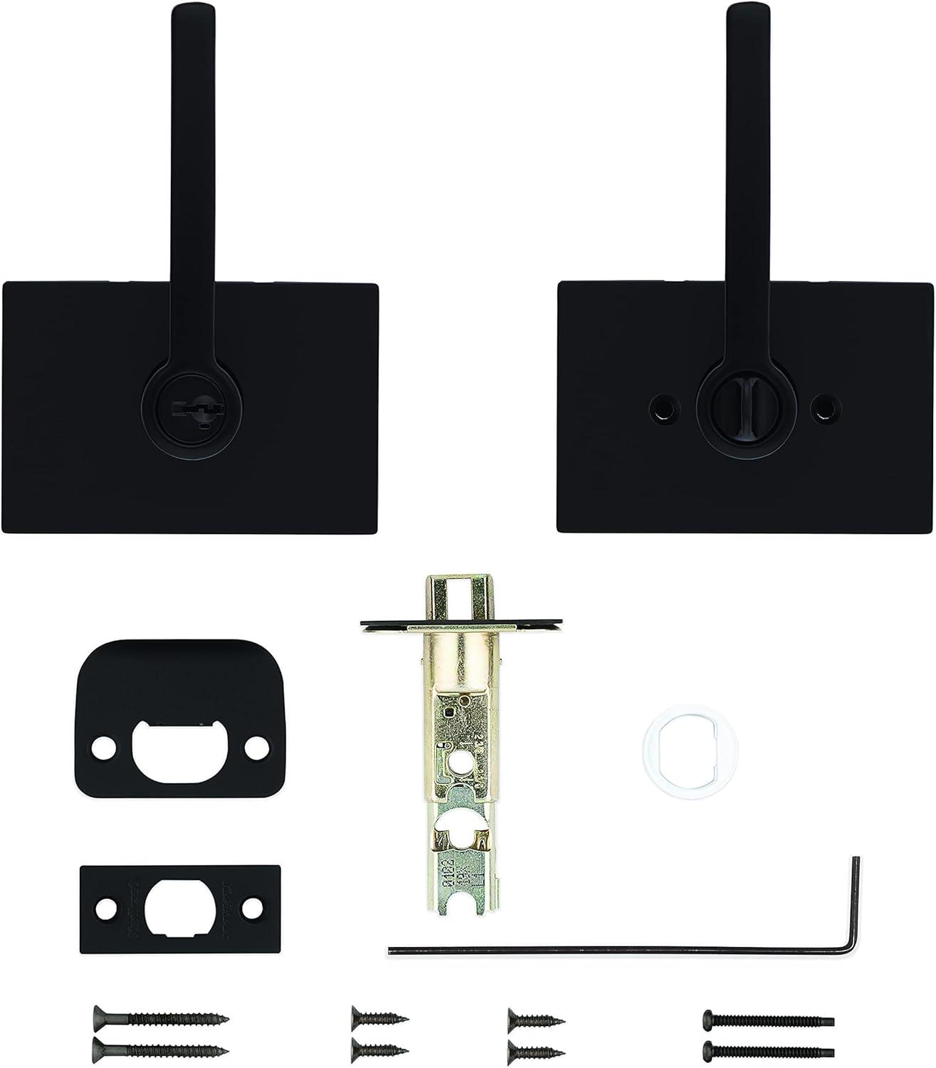 Matte Black Kwikset Halifax Entry Door Handle with Secure Keyed Reversible Lever, Smartkey Rekey Security and Microban Protection