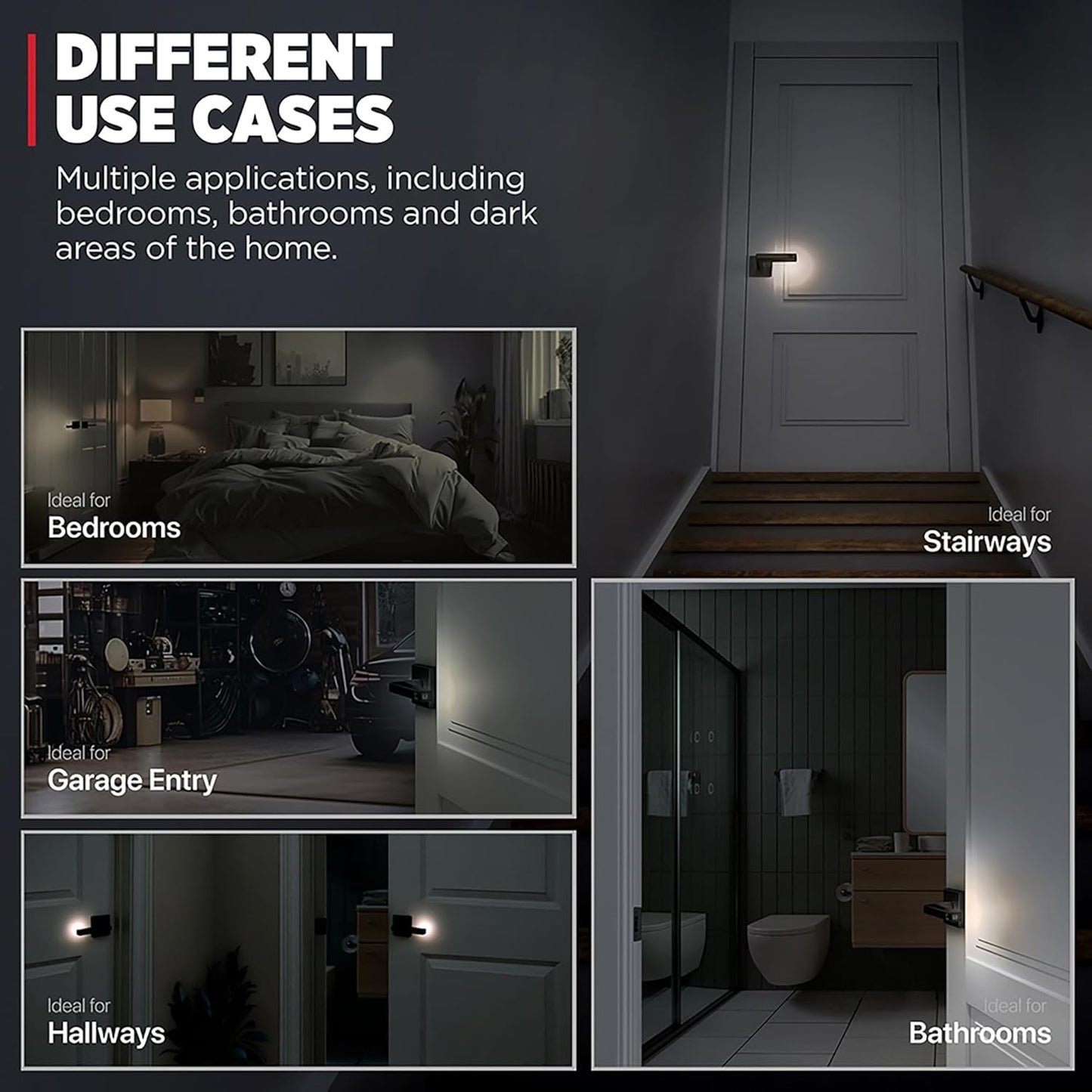 Matte Black Kwikset Halifax LED Motion Activated Privacy Door Lever with Microban Protection