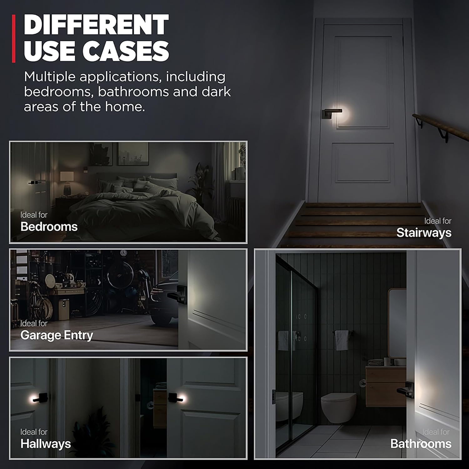 Matte Black Kwikset Halifax LED Motion Activated Privacy Door Lever with Microban Protection