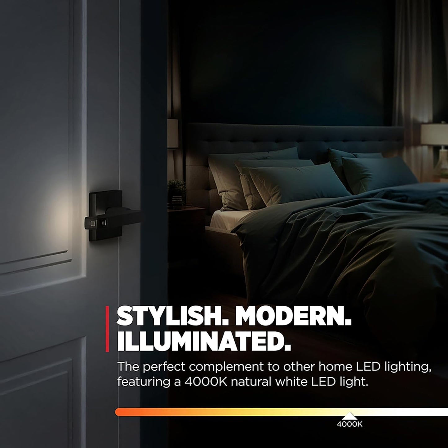 Matte Black Kwikset Halifax LED Motion Activated Privacy Door Lever with Microban Protection