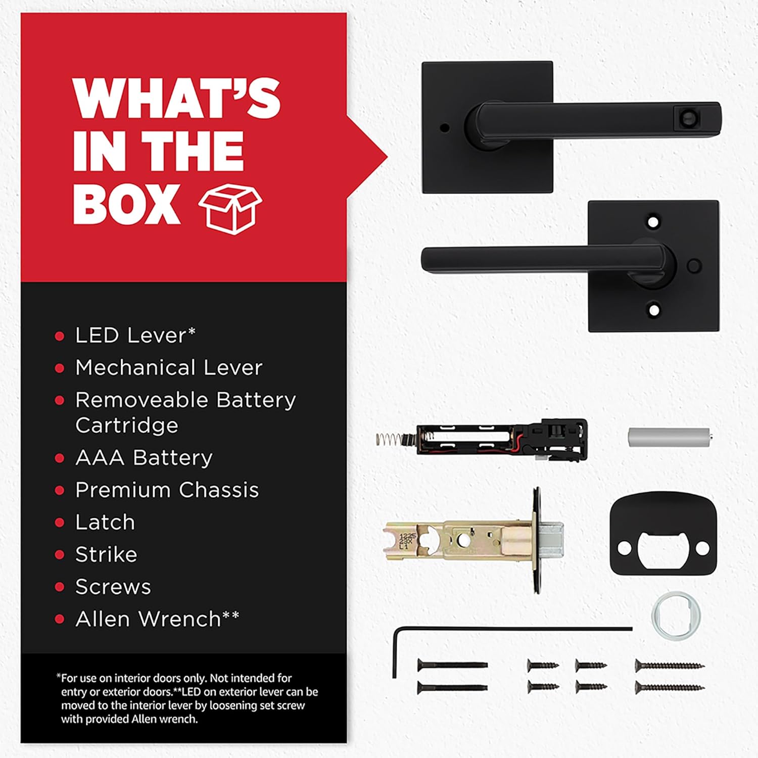 Matte Black Kwikset Halifax LED Motion Activated Privacy Door Lever with Microban Protection