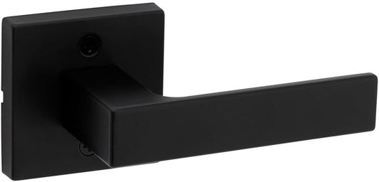 Matte Black Kwikset Singapore Dummy Door Handle for French Double Doors and Closets, Non-Turning Single Sided Lever with Microban Protection