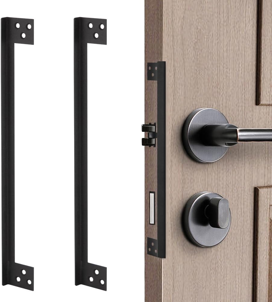 Matte Black Latch Guard Plates 11" for Outswing Doors - 2 Pack, Deadbolt Cover Shield, Door Security Protector