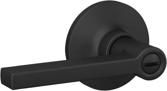 Matte Black Lock Scout Straight Lever Round Trim Bedroom Bathroom Door Handle