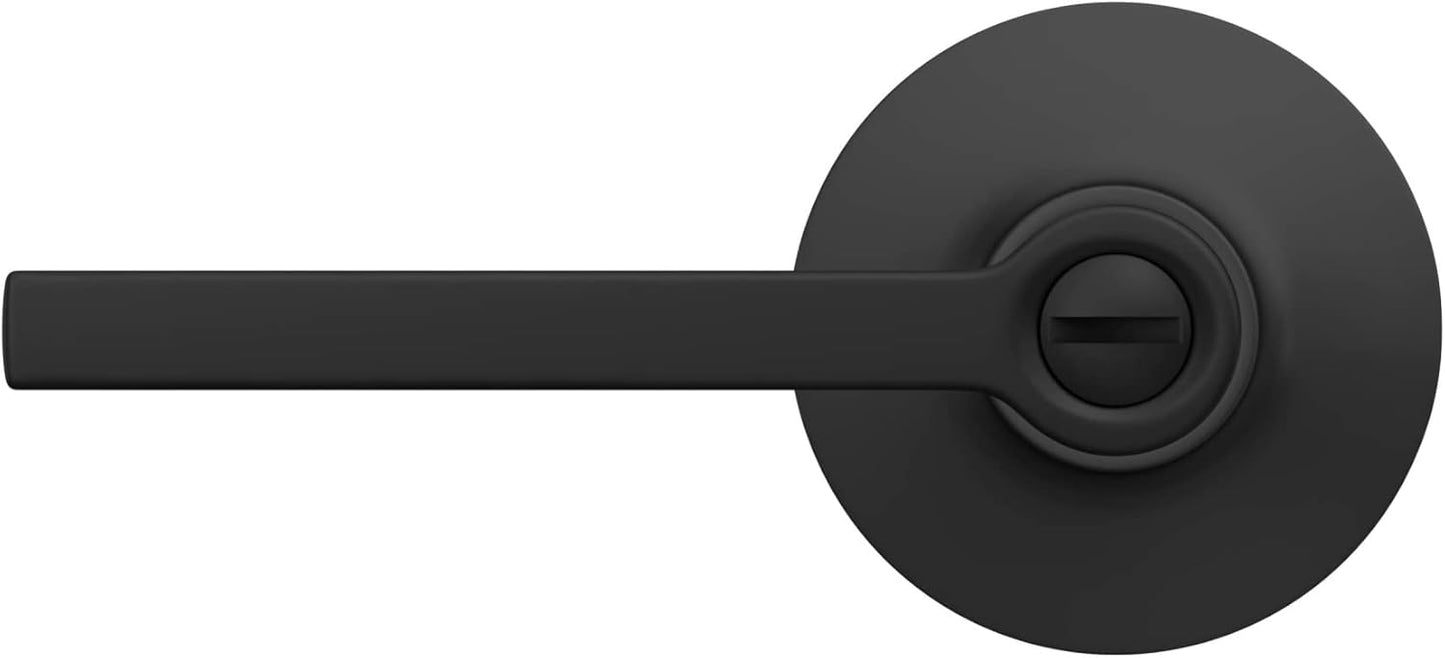 Matte Black Lock Scout Straight Lever Round Trim Bedroom Bathroom Door Handle