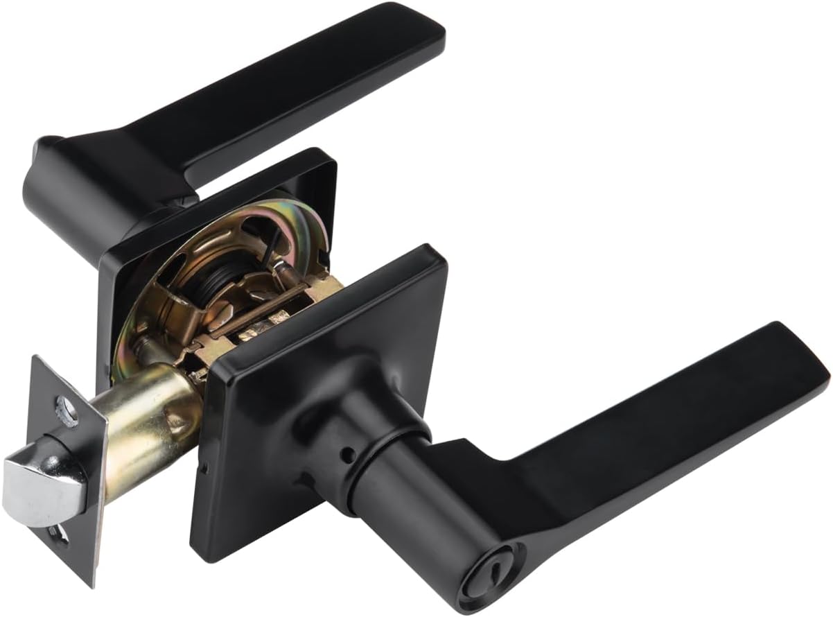 Matte Black Privacy Door Lever Knob for Bedroom and Bathroom - NCL Hardware