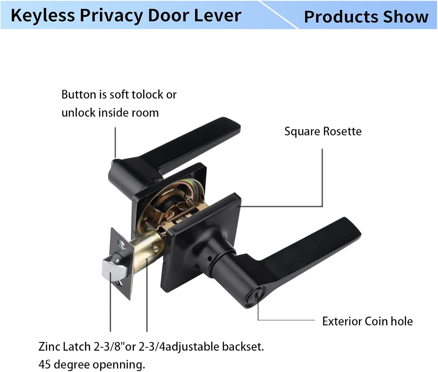 Matte Black Privacy Door Lever Knob for Bedroom and Bathroom - NCL Hardware