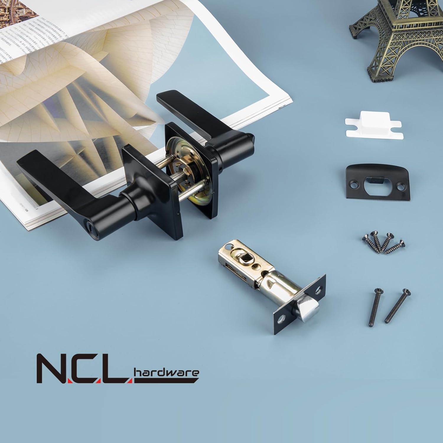 Matte Black Privacy Door Lever Knob for Bedroom and Bathroom - NCL Hardware