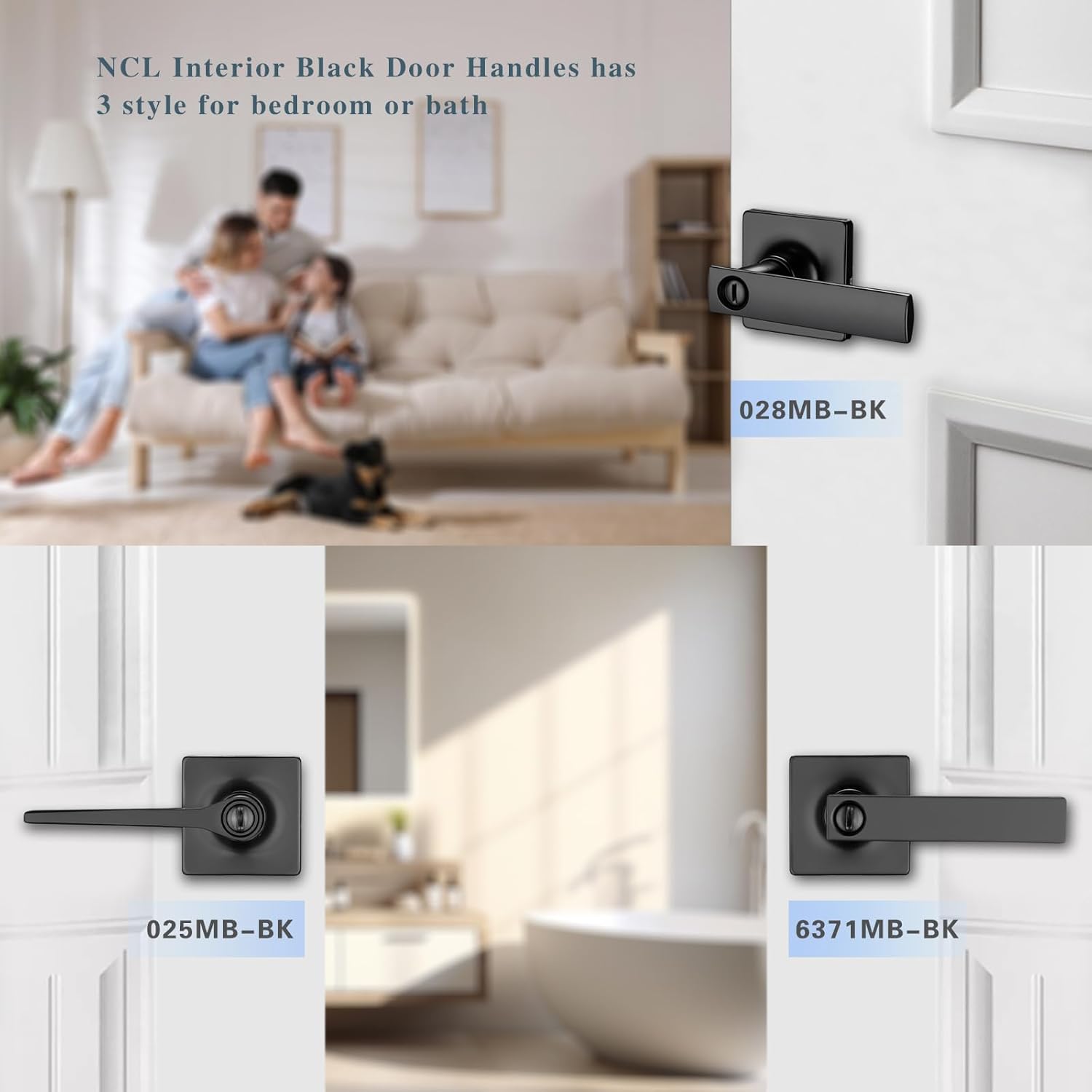 Matte Black Privacy Door Lever Knob for Bedroom and Bathroom - NCL Hardware