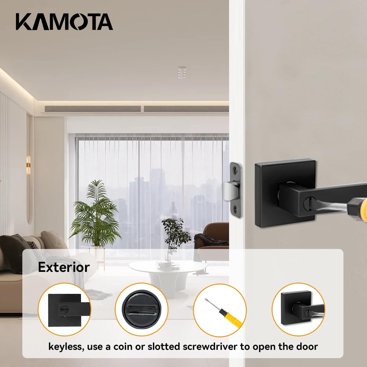 Matte Black Privacy Door Levers Set - Keyless Bed & Bath Locks for Left/Right Hand Reversible Installation