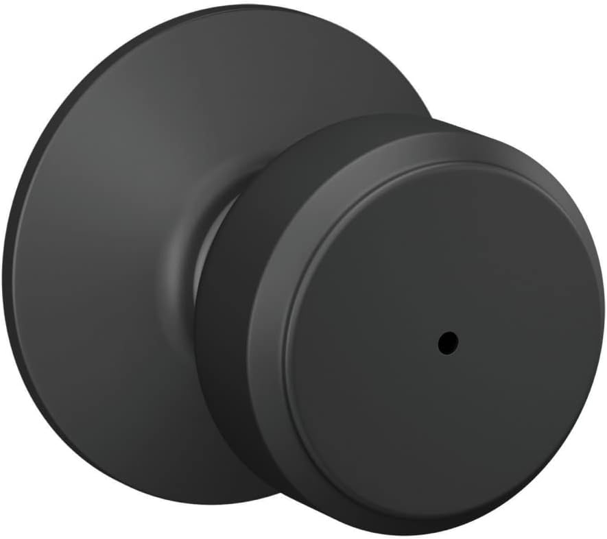Matte Black Schlage Bowery Door Knob F40 BWE 622 for Bed & Bath Privacy Lock - WildKart